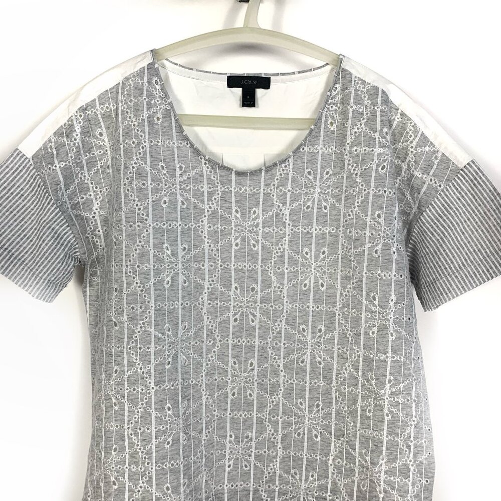 J Crew Light Gray Eyelet Blouse Top - S